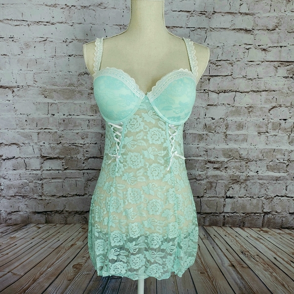 Cassandra Intimates Angel Blue Lace Chemise - Picture 1 of 7